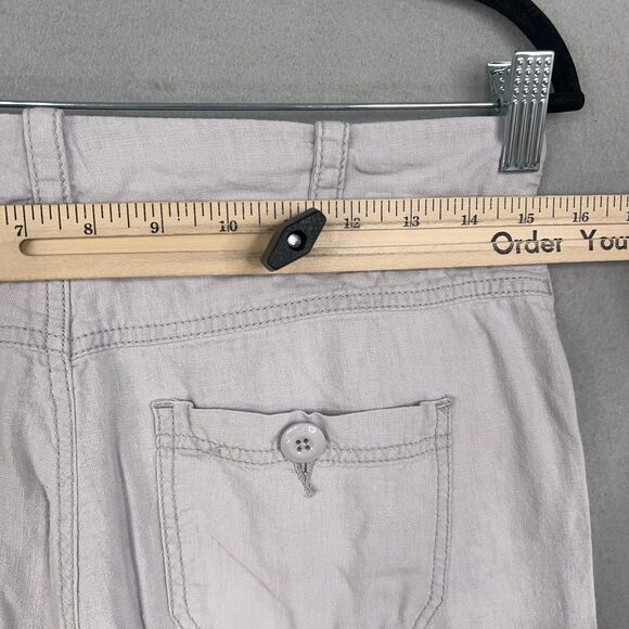 Hei Hei Pants Womens 4 Light Gray Linen Blend Cargo Capri Drawstring Utility Y2K - Picture 11 of 15
